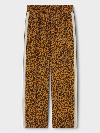 Palm Angels Mens Cheetah Track Pants Orange/Black Silk - Size Large