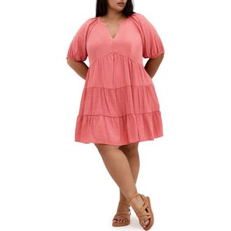 City Chic Kara Tiered Minidress in Cinnamon at Nordstrom Rack, Size 26W