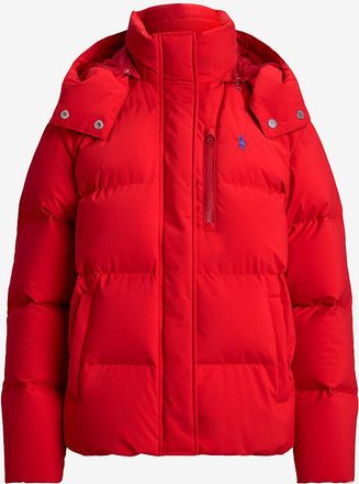 Polo Ralph Lauren Wasserabweisende kurze Daunenjacke mit Kapuze Pony