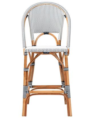 Baxton Studio Genica Classic French Two-Tone Weaving & Rattan Bar Stool