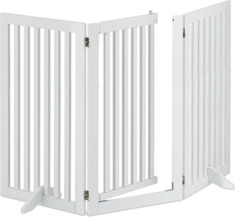 Relaxdays Relaxdays - Barrera Seguridad Perro, Valla Protectora Con Puerta, Para Escaleras, 92x154cm, Plegable, Sin Taladrar, Blanco