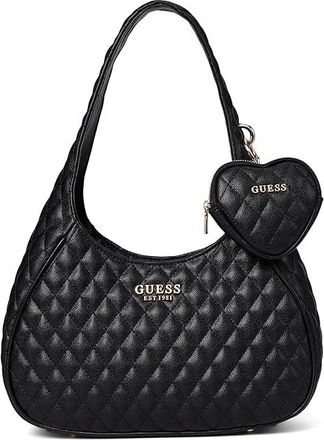 Guess Atabey Hobo Shoulder Womens Handbags Black, Polyurethane
