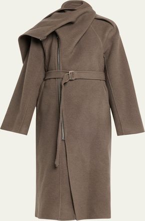 DRKSHDW RICK OWENS Belted Cashmere Long Scarf Coat