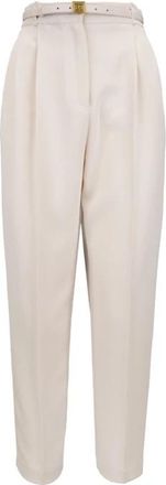 Elisabetta Franchi Zipper Broek met Riem - Dames - Broeken - Wit - XL - Polyester - Broeken