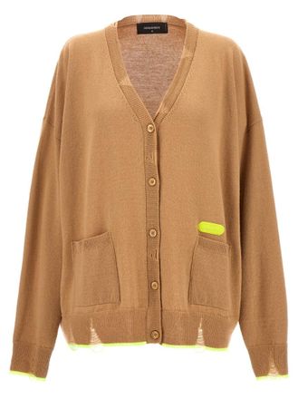 Dsquared2 Beige Solid V Neck Cardigan