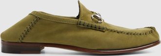 Gucci Womens Gigi Loafer, Green, Suede