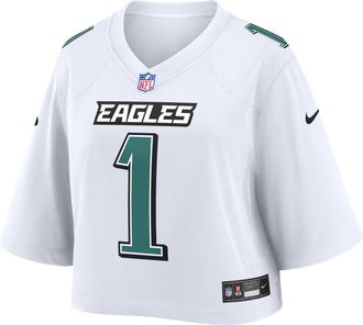 Nike Jalen Hurts Philadelphia Eagles Nike Womens NFL Cropped Tundra Game Jersey in White | WCJF10A86F-TFD