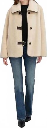 Elie Tahari Womens Faux Shearling Jacket In Light Beige