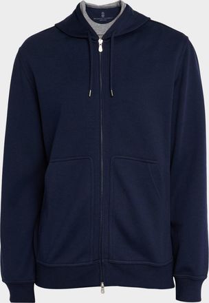 Brunello Cucinelli Mens Cashmere-Blend Hooded Sweatshirt Cardigan