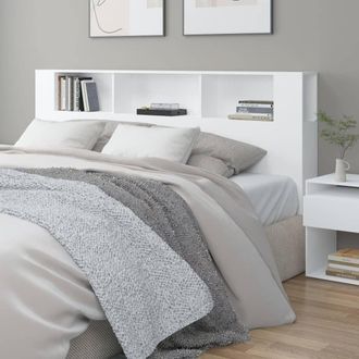 Berkfield Home Headboard Cabinet White 200x18.5x104.5 cm