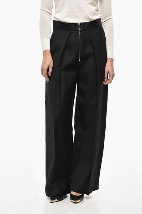 Khaite Pantaloni Palazzo ad 1 Pince con Zip Frontale Khaite