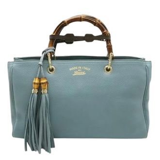 Gucci Pre-owned Handbags, female, Blue, Size: ONE SIZE Pre-owned Vintage Bamboo Tote
