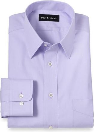 Paul Fredrick Tailored Fit Non-iron Cotton Pinpoint Solid Point Collar Dress Shirt in Lavender at Nordstrom, Size 15.5 - 33