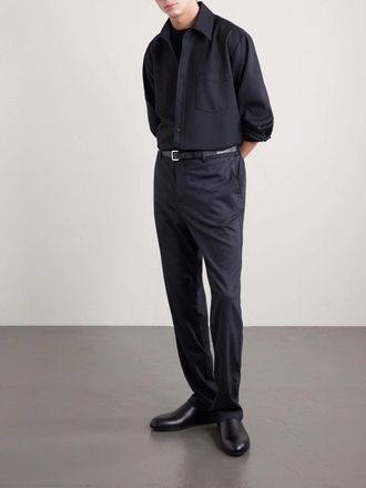 Sunspel Tapered Stretch Wool and Cashmere-Blend Flannel Trousers