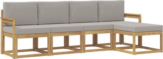 vidaXL Conjunto De Sof&aacute;s De Exterior 5 Uds. Blanco Y Gris Claro Vidaxl
