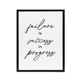 Artery8 Failure Success In Progress Simple Motivational Framed Canvas Art in White | Size: W24 x H32