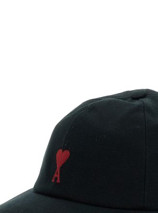 Ami Mens Baseball Cap Black Cotton Hat