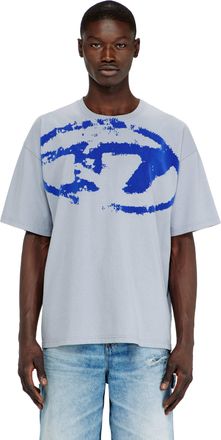 Diesel T-shirt with distressed flocked logo - T-Shirts - Man - Blue