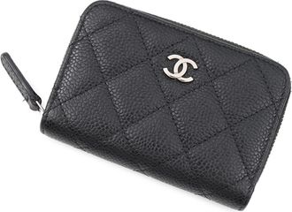 Chanel Matelasse Black Grained Calfskin Coin Purse/Coin Case (Pre-Owned)