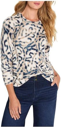 Nic+Zoe Petite Blurry Leaf Supersoft Sweater Womens Clothing Indigo : PL, Cotton/Nylon