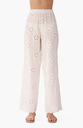 Cami NYC Tiago Floral Embroidery Straight Leg Pants in Macadamia at Nordstrom, Size X-Small