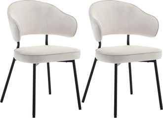 Woltu Woltu 2x Silla De Comedor Silla De Cocina Tapizada En Terciopelo Silla Acolchada Especial Para Sala De Estar Y Restaurante Blanco