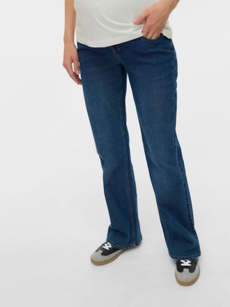Mama Licious Umstandsjeans MAMALICIOUS MLEDINA FLARED DB JEANS NOOS, Damen, Gr. 28, L&auml;nge 32, blau (schwarz medium blau denim), Denim/Jeans, Obermaterial: 79% Baum