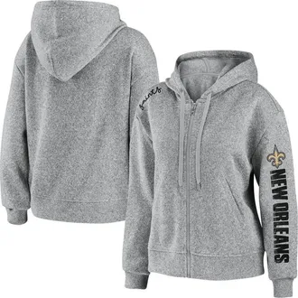 WEAR by Erin Andrews Womens WEAR by Erin Andrews Heathered Gray New Orleans Saints Full-Zip Hoodie in Heather Gray at Nordstrom, Size X-Small