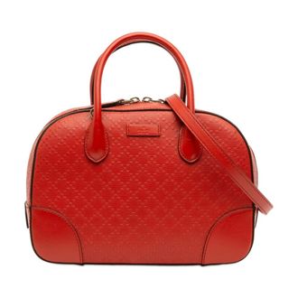 Gucci Pre-owned Embossed Leather Satchel Bag - Dames - Pre-owned - Rood - Maat: ONE Size Leer