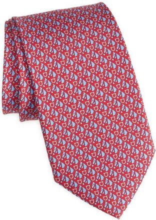Ferragamo Equestrian Print Silk Tie in F.rosso at Nordstrom