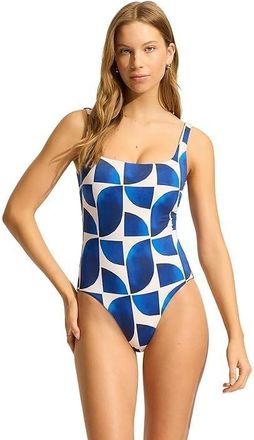 Seafolly Sunray DD One Piece Swimsuits Womens Ultramarine Printed BUU018