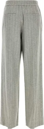 Brunello Cucinelli Womens Pinstriped Wool-Blend Trousers Gray Virgin Viscose