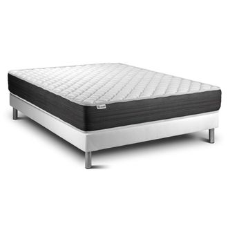 VITALIT Somier blanco + colch&oacute;n con espuma viscoel&aacute;stica 140 x 190