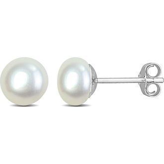 Delmar Sterling Silver Cultured White Pearl Stud Earrings at Nordstrom Rack