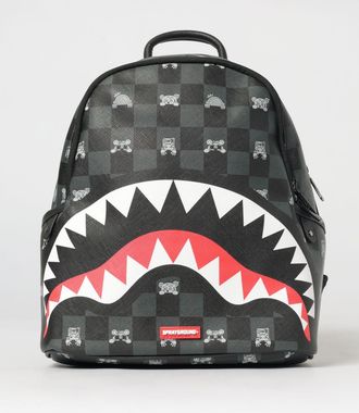 Sprayground Zaino in cotone spalmato saffiano a scacchi e logo stampato