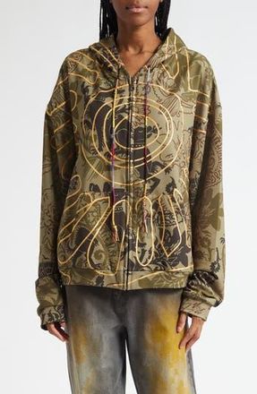 Paolina Russo Medieval Gilded Camo Zip Hoodie in Khaki /Gold at Nordstrom Rack, Size Medium