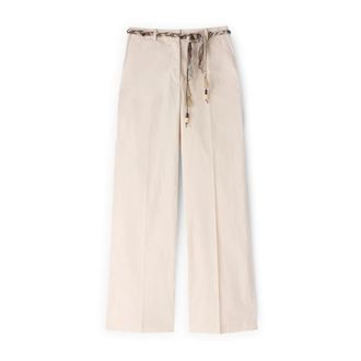 Motivi Pantalones palazzo de algod&oacute;n con cintur&oacute;n - Trousers - Mujer - Beige - 2XL