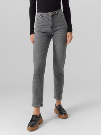 Vero Moda Mom-Jeans VERO MODA VMLINDA HR MOM JEANS GU214 GA NOOS, Damen, Gr. 27, L&auml;nge 30, blau (medium grau denim), Denim/Jeans, Obermaterial: 99% Baumwolle, 1