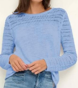 Nic+Zoe Placed Pointelle Sweater In French Blue