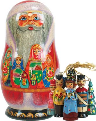 G.Debrekht Designocracy Russian Matryoshka Wooden Matreshkas Ornament Doll Set