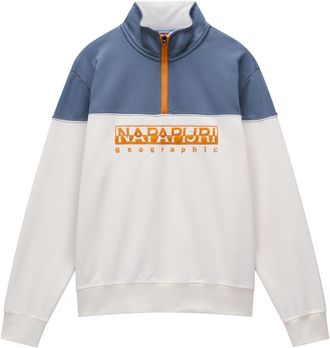 Napapijri Sweatshirt NAPAPIJRI B-SATURNIA HZ, Herren, Gr. M, weiss (wei&szlig; whisper), Sweatware, Obermaterial: 100% Baumwolle, bestickt, mehrfarbig, regular fit no