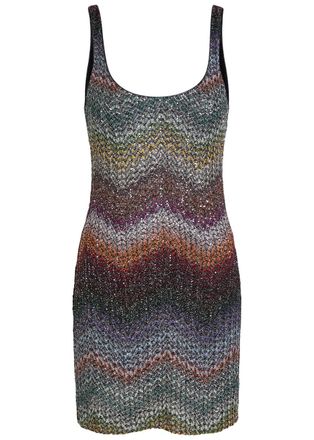 Missoni Sequin-embellished Zigzag Metallic-knit Mini Dress - Multicoloured - 42 (UK10 / S)