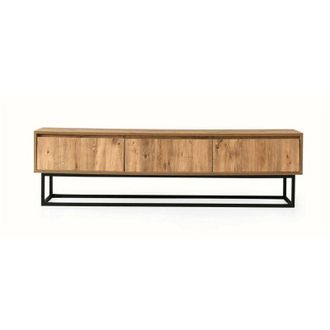 Dmora Mobile porta tv Ignazia, Credenza da soggiorno, Armadio basso per tv, Base parete attrezzata, 180x40h50 cm, Quercia e Nero - Dmora