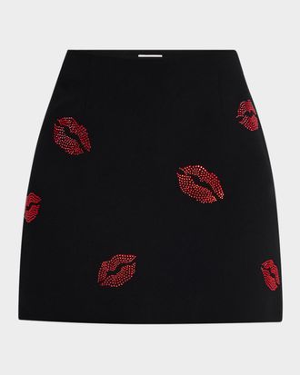 Cinq &agrave; Sept Doris Kissing Booth Embroidered Mini Skirt