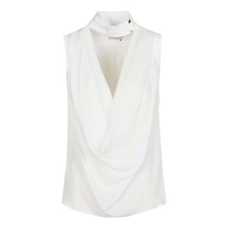 Elisabetta Franchi Sleeveless Tops, female, White, Size: L Viscose Georgette Top
