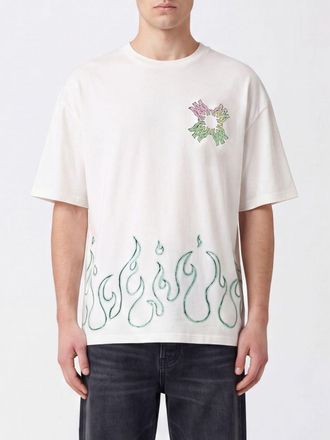 Amiri Cotton T-Shirt with Flame Monogram Print and Dropped Shoulders