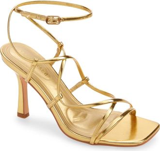 Azalea Wang Kaylin Ankle Strap Sandal in Gold at Nordstrom, Size 10