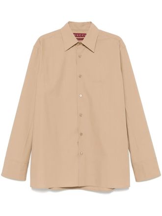 Gucci logo-embossed cotton shirt - Neutrals