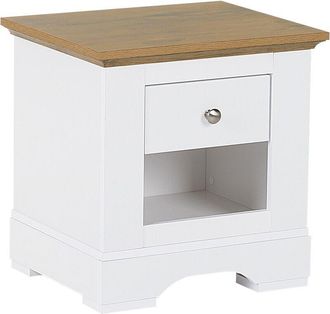 Beliani Beliani - Mesita de noche de madera clara blanco 1 cajón almacenamiento moderno minimalista escandinavo Winglay