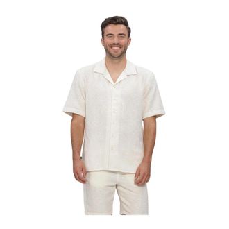 Butcher of Blue Alex Resort Embro Shirt SS - Heren - Korte mouwen Overhemden - Beige - M - Katoen - Overhemden